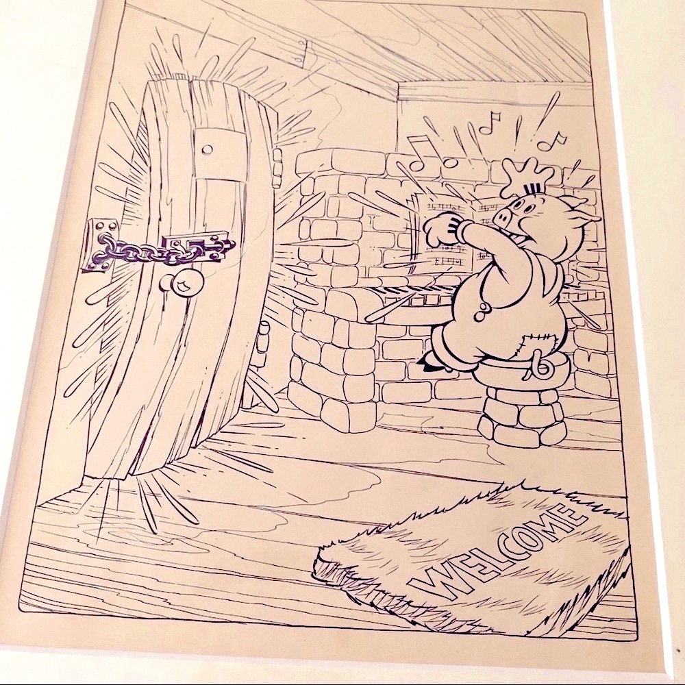 Vintage 1930 3 little Pigs book illustration